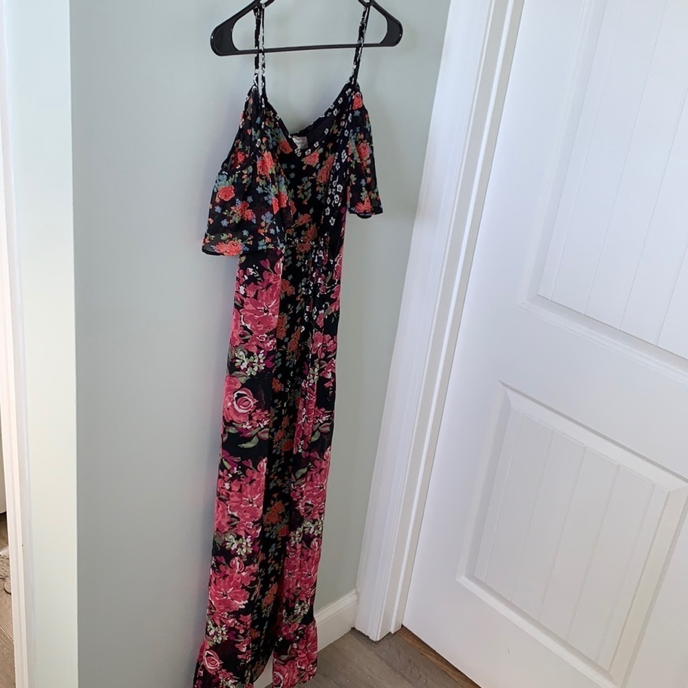 Spring Wedding Dress Floral Maxi Dress Off the Shoulder - Picture 2 of 9